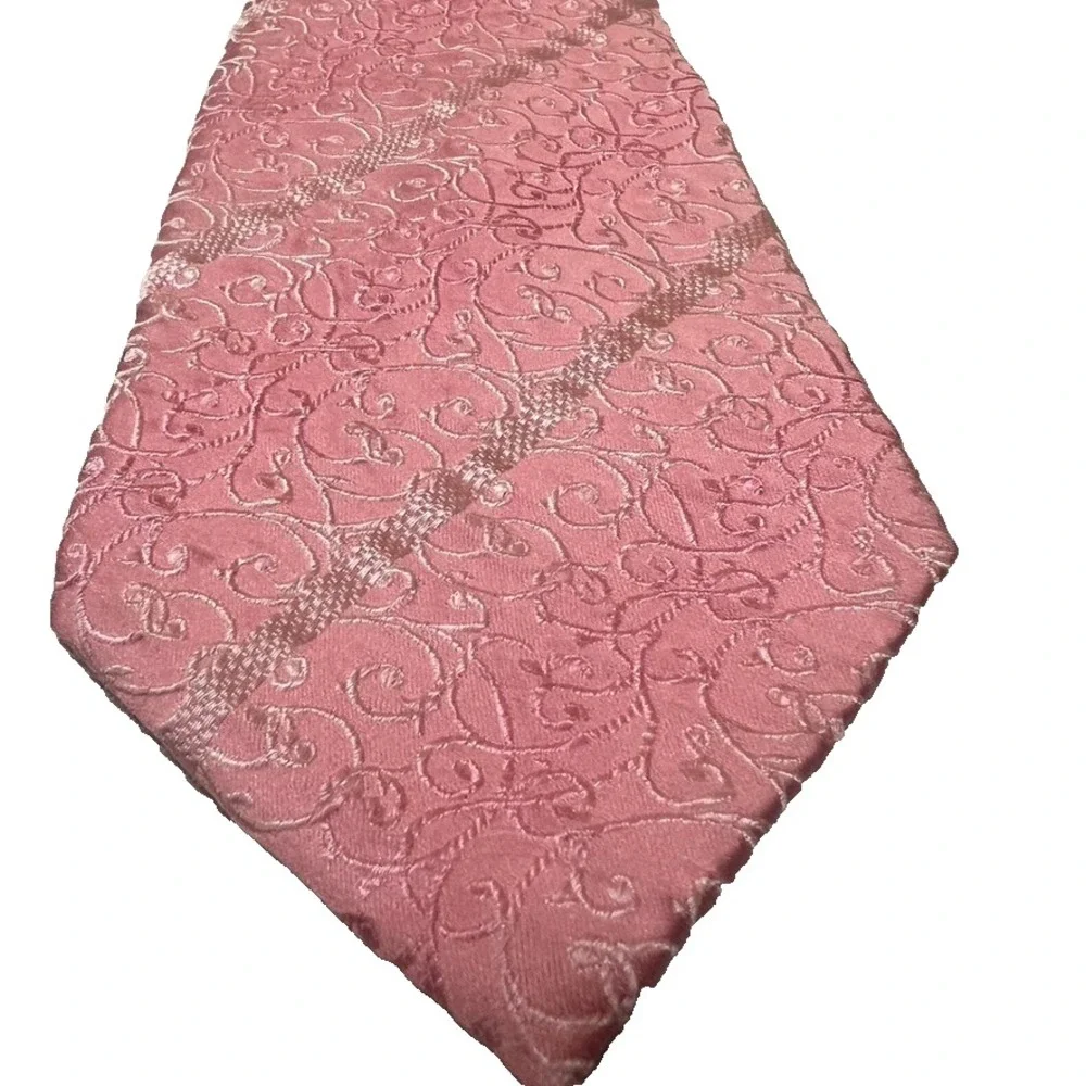 Emilio Ponte Jacquard & Alby Repp Necktie Lot of‎ 2 Pink Silk Handmade in Italy
